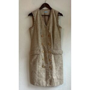 J McLaughlin Pia Double Breasted Tweed Midi Jacket Dress 10 Preppy Old Money